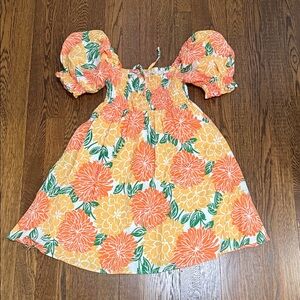 Faithfull the Brand Orange Floral Mini Dress